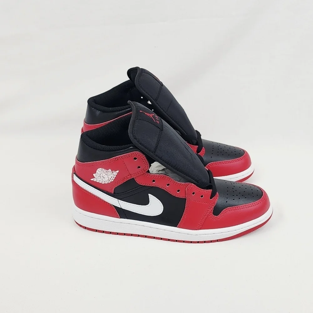 Air Jordan 1 Mid Sneakers Black/Gym Red/White
